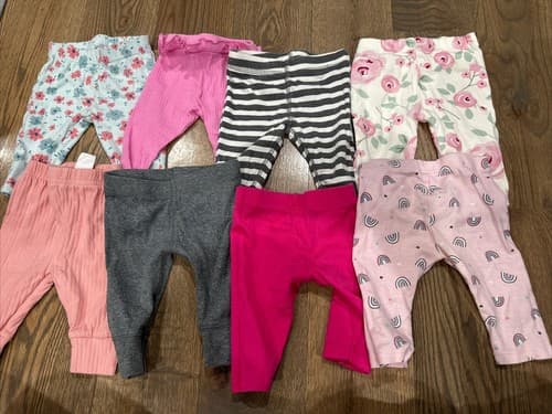 Baby Girl Long Pants Lot Of 8 Size 0-3 Months - Image 1