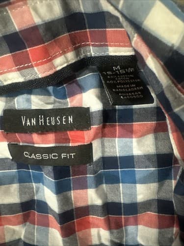 Van Heusen Dress Shirts Mens Medium Multi Plaid Classic Fit Collared Button Down - Thumbnail 2
