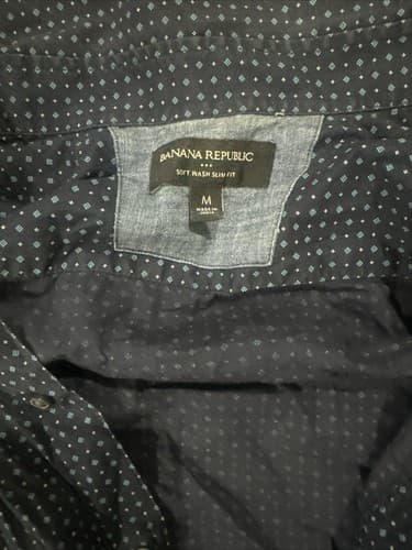 Banana Republic Shirt Mens Medium Dark Blue Soft Wash Slim Fit - Thumbnail 2
