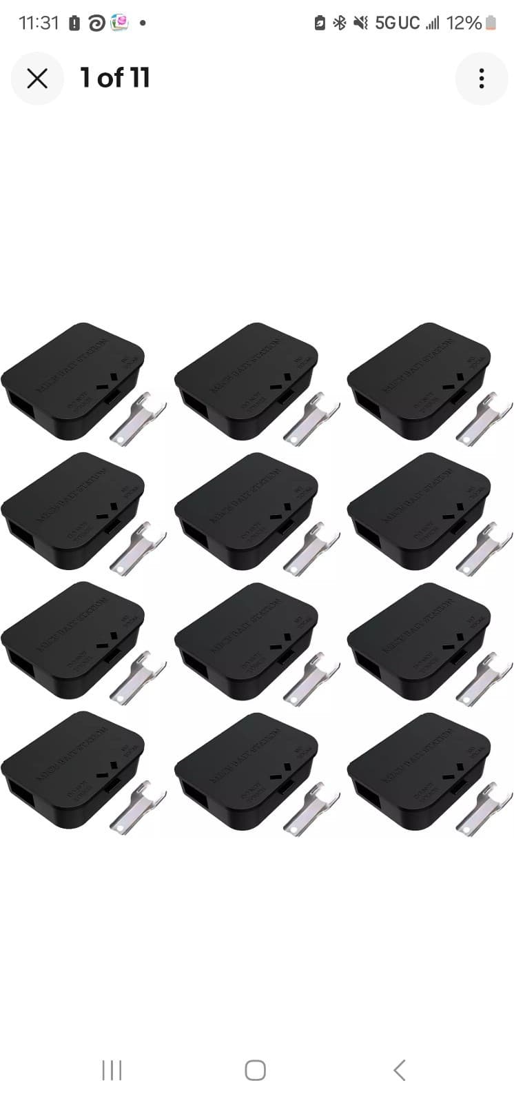 12 Pack Mouse Mice Rodent Bait Stations Trap Keys Pet Child-Safe Indoor Outdoor. - Image 1