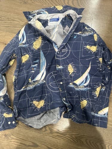 (Small) Mens Nautica Button Down Blue Classic Fit Stretch - Image 1