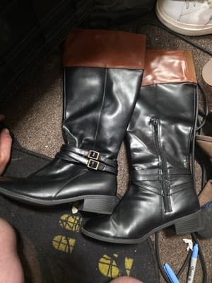 Arizona Denver WC Black Brown Women's Knee High Block Heel Riding Boots Size 7.5 - Thumbnail 2