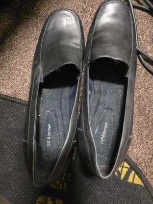 Croft And Barrow Shoes Womens 11 M Chantal Slip On Heels Loafer Black Leather - Thumbnail 3