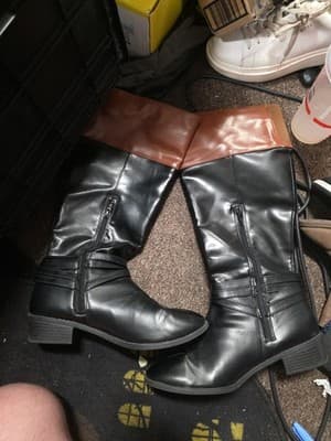 Arizona Denver WC Black Brown Women's Knee High Block Heel Riding Boots Size 7.5 - Image 1