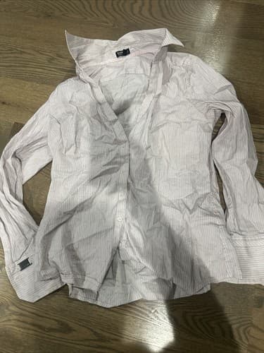 Express Shirt Women’s Size Large Pink/White Essential Stretch Long Sleeve - Image 1