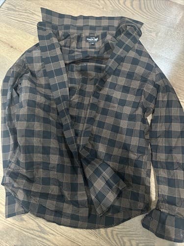 Men's 1MX Express Extra Slim Fit Long Sleeve Button Up Black Shirt Small 14/14.5 - Image 1
