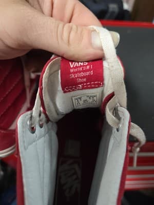 Vans Off The Wall Classic Old Skool Hi Top Red Shoes Size Womens 6 Men's 4.5 - Thumbnail 7