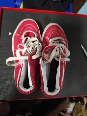 Vans Off The Wall Classic Old Skool Hi Top Red Shoes Size Womens 6 Men's 4.5 - Thumbnail 5