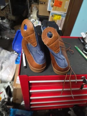 Men’s Psyberia Leather Canvas Endura Rain Boot Navy & Light Brown Size 1ŵ - Thumbnail 2