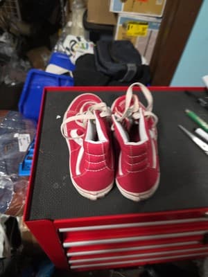 Vans Off The Wall Classic Old Skool Hi Top Red Shoes Size Womens 6 Men's 4.5 - Thumbnail 3