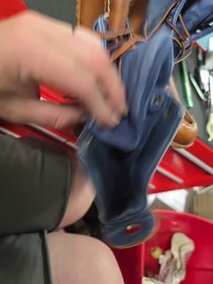Men’s Psyberia Leather Canvas Endura Rain Boot Navy & Light Brown Size 1ŵ - Thumbnail 4