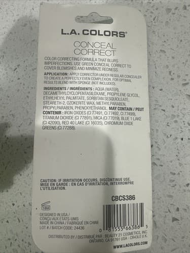 L.A. COLORS Conceal Correct Concealer Blendable Shades For Every Need NWB Green - Thumbnail 2