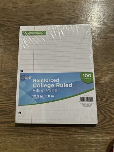 Reinforced College Filler Paper, 100 Sheets, 10.5 in x 8in (26cm x 20 cm) - Image 1