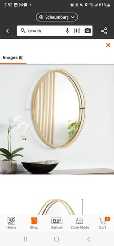 StyleWell Medium Oval Gold Metal Classic Accent Mirror w/ Deep-Set Frame 30"x20" - Image 1