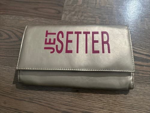 MIAMICA Travel Document Organizer File Wallet Gold Jet Setter Passport Ticket - Image 1