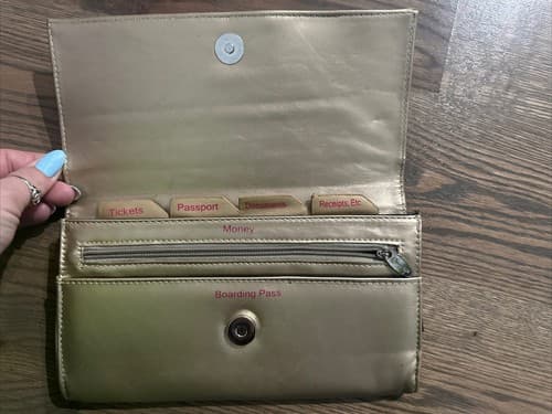 MIAMICA Travel Document Organizer File Wallet Gold Jet Setter Passport Ticket - Thumbnail 2
