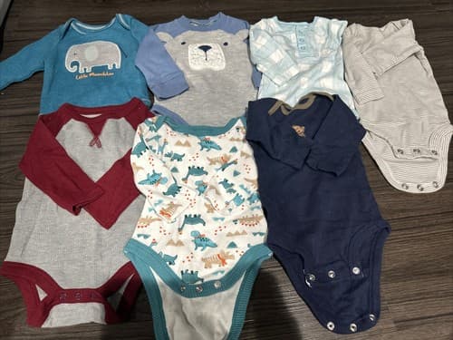 Lot Of 7 Baby Boy Clothes Long Sleeve Size 0-3m - Image 1