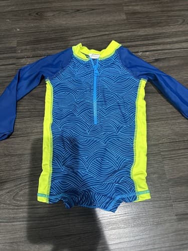 Wave Zone Size 6-9 Mo Long Sleeve One piece Rash guard Swimsuit Blue - Image 1