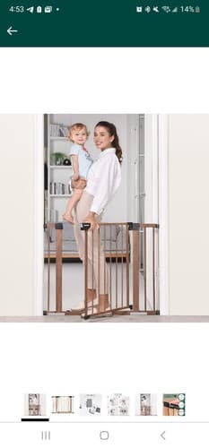Babelio Metal Baby Gate with Wood Pattern, 29-40" Easy Install Pressure Mounted - Image 1