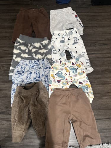 Baby Boy Warm Long Pants Lot Of 8 Size 0-3 Months - Image 1