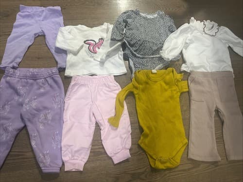 Baby Girl Lot Of 8 Clothes Long Sleeve And Pants Size 12 Months - Image 1