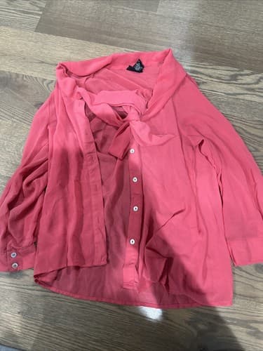 Rue 21 Pink Button Front Long Sleeve Sheer Top Juniors Size Small - Image 1