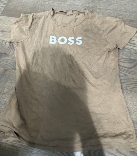 Hugo Boss Cotton Crew-Neck T-Shirt Brown Small - Image 1