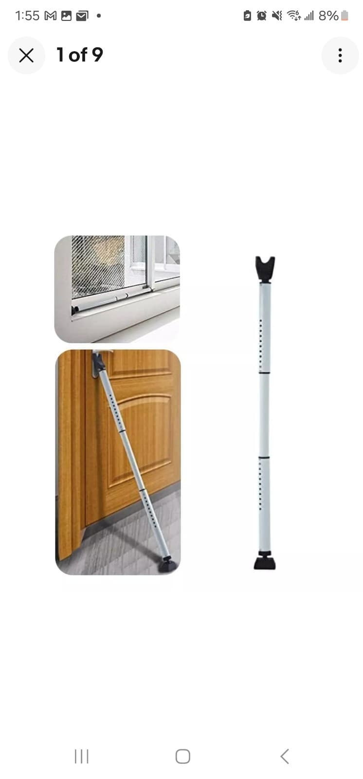 2-in-1 Door Security Bar & Sliding Patio Door Stopper Security Jammer Bar Chi... - Thumbnail 2