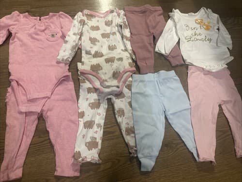 Baby Girl Lot Of 8 Clothes Long Sleeve And Pants Size 12 Months - Image 1