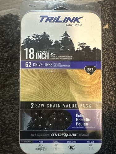 TriLink S62 Two Replacement Saw Chain 18-inch Fits Poulan Husqvarna Black Max - Image 1