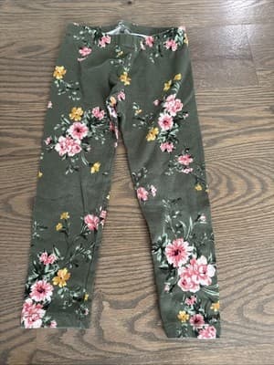 Old Navy girls pull on Floral army green pants Size 4T - Image 1