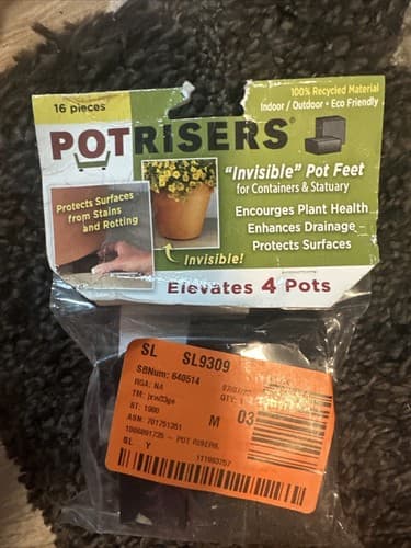 Potrisers 16 Invisible Rubber Pot Feet Elevate up to 4 Flower Plant Planters - Image 1