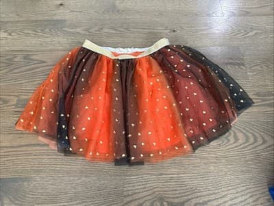 Girls Size 8 Orange Skirt With Hearts - Image 1