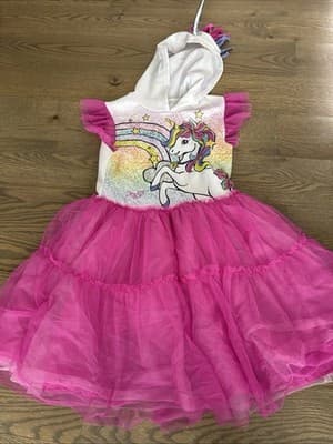 Unicorn Dress Girls Size L 10/ 12 Hood Halloween Costume Flip Sequin JoJo Siwa - Image 1