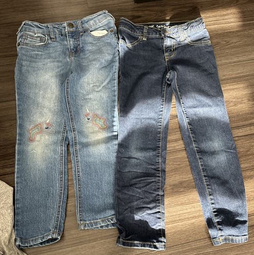 Cat & Jack Girls' Size 6 Super Stretch Denim Medium Wash Blue Jeans 2 Pairs - Image 1