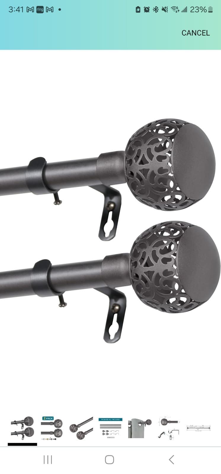 2-Pack Curtain Rod for Windows 28-48"Adjustable Window Curtain Rods - Image 1