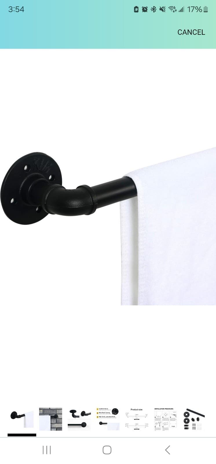 Industrial Pipe Towel Rack Bar Heavy Duty Wall Mounted Rustic Farmhouse Bath - Image 1