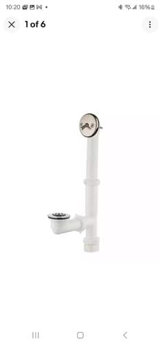 Everbilt Trip Lever 1-1/2 in. White Poly Pipe Bath Waste and Overflow Drain - Image 1