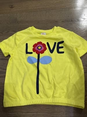 Girls’ Short-Sleeve T-Shirt Yellow Size 7 Love - Image 1