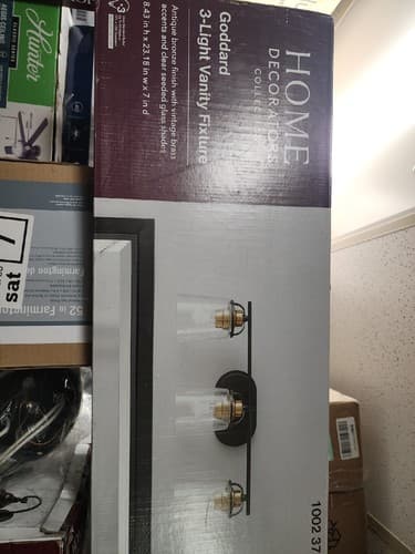Home Decorators Goddard 3-Light Bronze w/Vintage Brass Accents Vanity Light New - Image 1