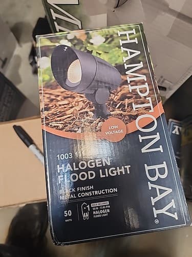 Hampton Bay Low Voltage 50W Black Outdoor Landscape Flood Light T3 Halogen Bulb - Image 1