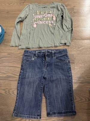 Girl’s Clothes size 10/12 Long Sleeve Shirt And Shorts - Image 1
