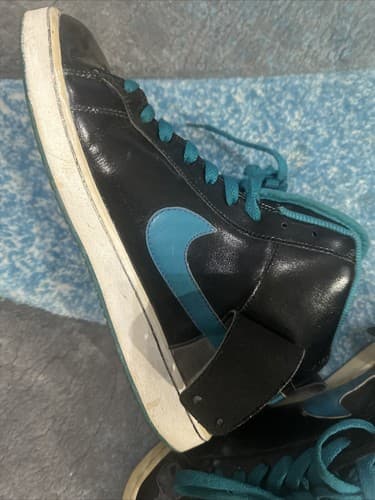 Nike Sweet Classic High Shoes Men Sneakers Patent Black And Blue Size 10 - Thumbnail 2