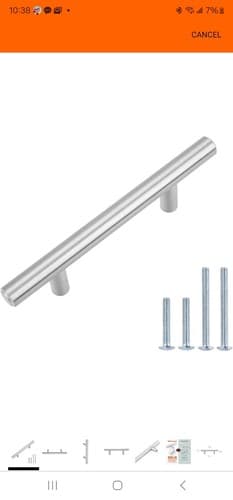 Basics Euro Bar Cabinet Handle 1/2-inch Diameter 7.38-inch Length 5-inch Hole... - Image 1