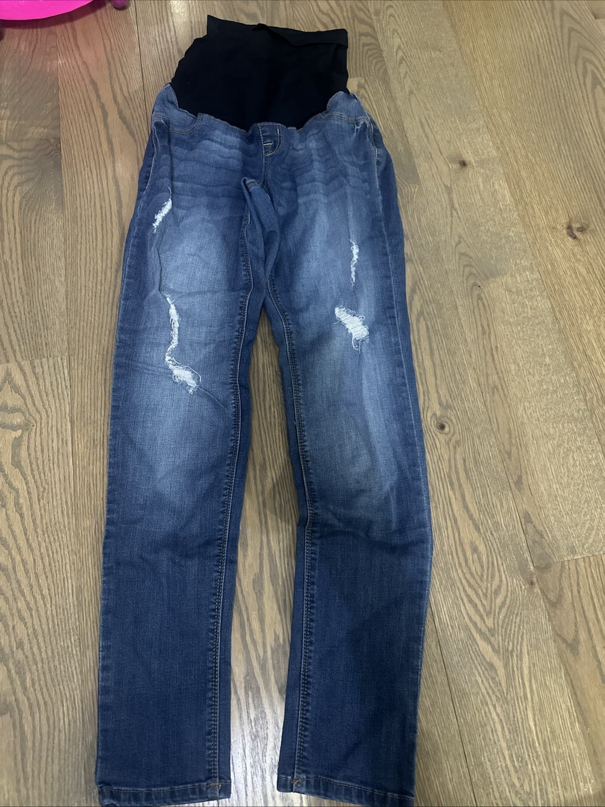 Size Medium Maternity Ripped Blue Jeans Motherhood Pregnancy - Image 1