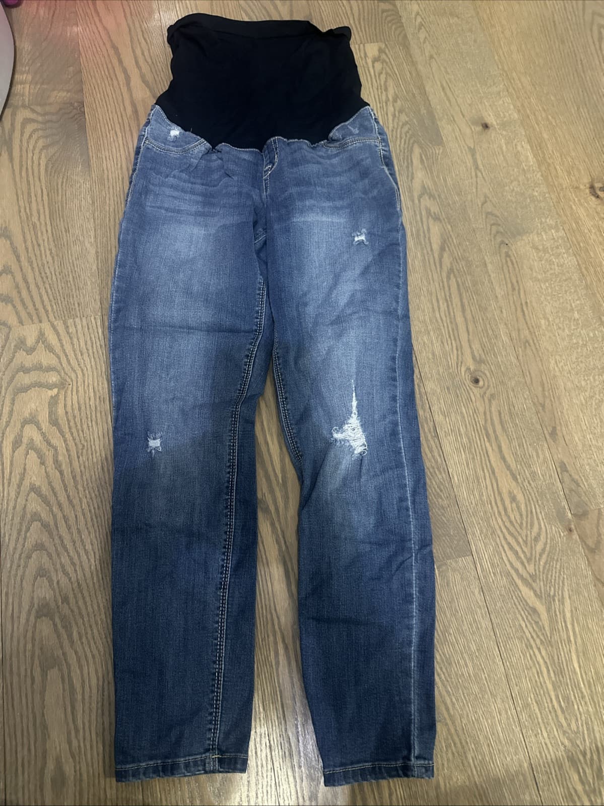 Maternity Ripped Blue Jeans Motherhood Pregnancy Size 28 - Image 1