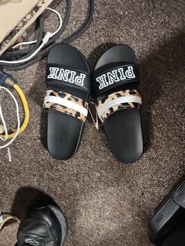 New Victoria's Secret PINK Double Straps Slides Sandals S(5/6) Great Gift RARE! - Image 1
