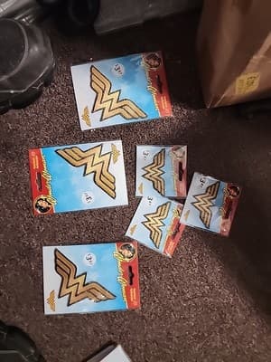 Wonder Woman Logo Metallic Thread Embroidered Iron On Patch 4.5in & 3in.DC Comic - Image 1