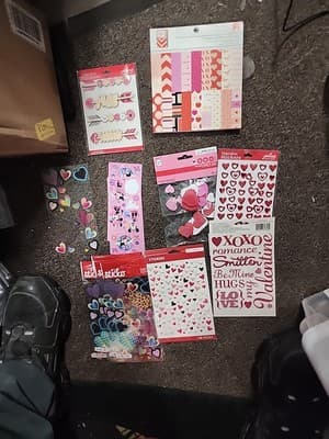 LOT VALENTINES HEARTS STICKERS And Crafty Items Lot - Image 1