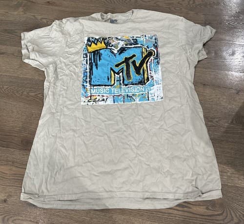 Mtv beige t-shirt men’s XL streetwear grafiti design music pop - Image 1
